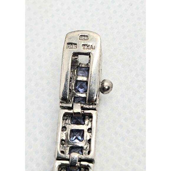925 STERLING SILVER TANZANITE & CZ BRACELET SIZE 7.5 IN - Picture 8 of 9